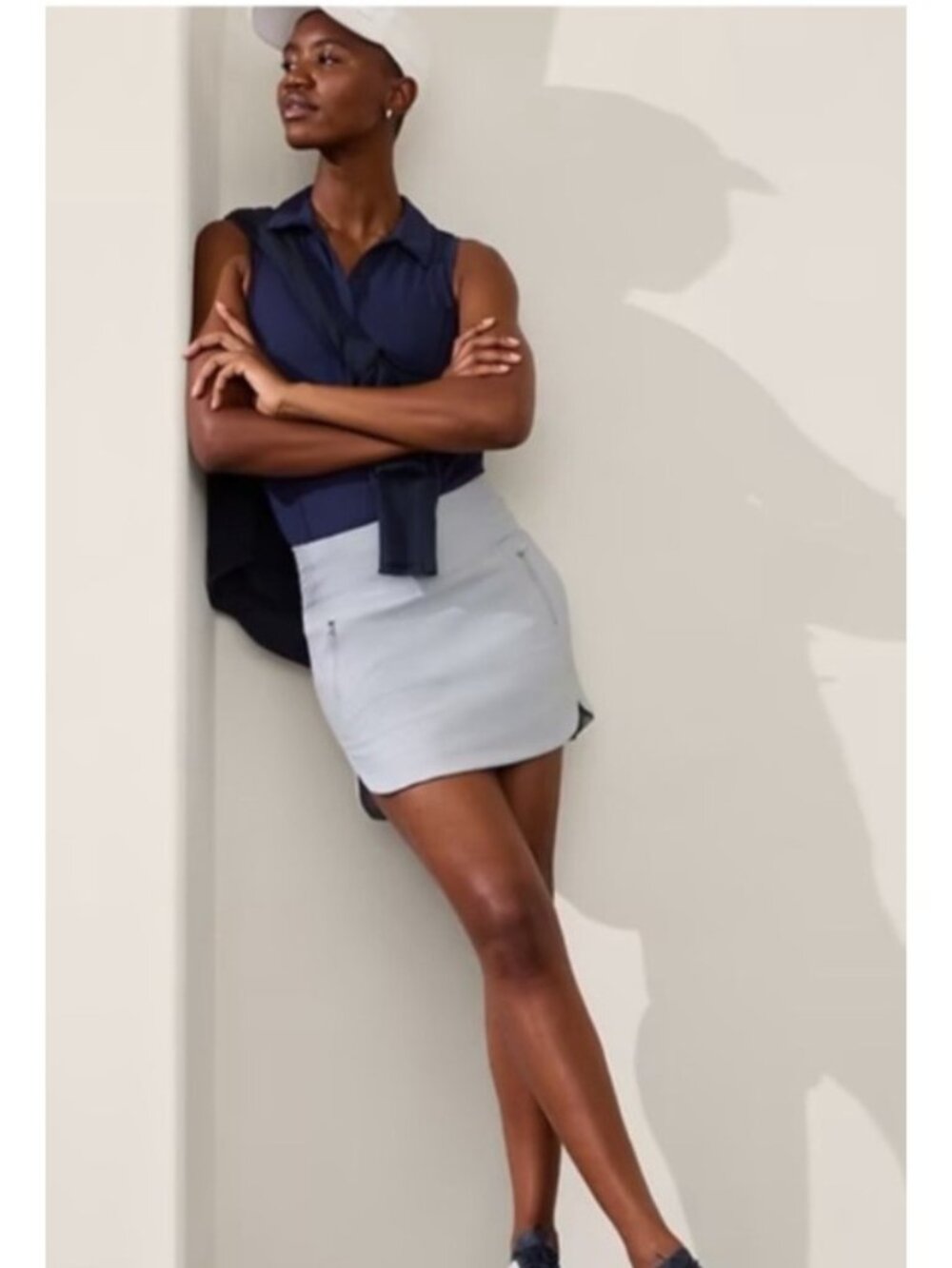 NEW Athleta Fairway Golf Skort 18" Snowfall Blue XS Tennis Athleisure Casual